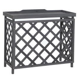 Cache pour climatiseur/échangeur thermique HWC-Q14, cache en bois certifié MVG 78 x 90 x 45 cm - gri