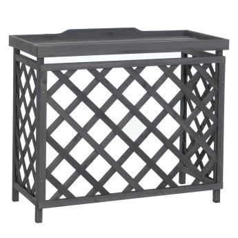 Cache pour climatiseur/échangeur thermique HWC-Q14, cache en bois certifié MVG 78 x 90 x 45 cm - gri