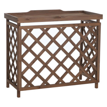 Cache pour climatiseur/échangeur thermique HWC-Q14, cache en bois certifié MVG 78 x 90 x 45 cm - bru