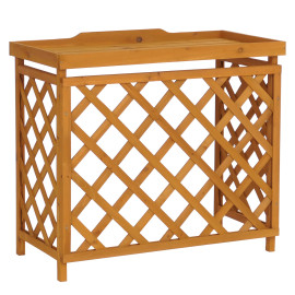 Cache pour climatiseur/échangeur thermique HWC-Q14, cache en bois certifié MVG 78 x 90 x 45 cm - cou