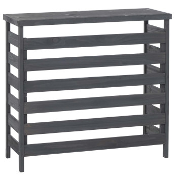 Cache pour climatiseur/échangeur thermique HWC-Q15, cache en bois certifié MVG 78 x 84 x 32 cm - gri