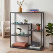 étagére HWC-P98, étagére de salon, étagére sur pied, étagére de rangement, métal industriel 80 x 80