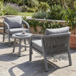 Ensemble de salon en aluminium HWC-P82, salon de jardin pour balcon comprenant une table et des chai