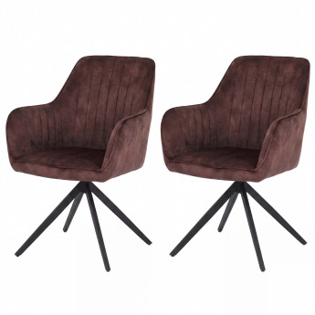 Lot de 2 chaises de salle à manger HWC-L79, chaises de cuisine avec accoudoirs pivotants et retour a