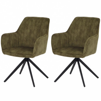 Lot de 2 chaises de salle à manger HWC-L79, chaises de cuisine avec accoudoirs pivotants et mécanism