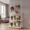 étagére à plantes en bambou HWC-Q33, étagére en escalier pour fleurs, tige avec 3 étagéres et roulet
