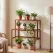 étagére à plantes en bambou HWC-Q34, étagére en escalier pour fleurs, 2 tablettes, 100 x 90 x 50 cm