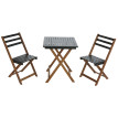 Ensemble HWC-P71, salon de jardin 2 chaises et table, bois d'acacia pliable - vert naturel