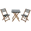 Ensemble HWC-P71, salon de jardin 2 chaises et table, bois d'acacia pliable - vert naturel