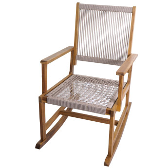 Fauteuil à bascule HWC-P73, fauteuil à bascule d'extérieur pour jardin, chaise longue à bascule, boi