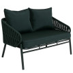 Banc de jardin en aluminium HWC-P90, canapé de jardin, banc d'extérieur, tressage en corde, tissu/te
