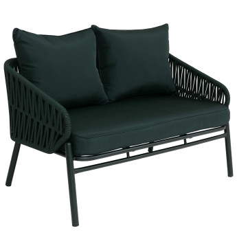 Banc de jardin en aluminium HWC-P90, canapé de jardin, banc d'extérieur, tressage en corde, tissu/te