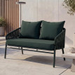 Banc de jardin en aluminium HWC-P90, canapé de jardin, banc d'extérieur, tressage en corde, tissu/te