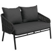 Banc de jardin en aluminium HWC-P90, canapé de jardin, banc d'extérieur, tressage en corde, tissu/te
