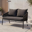 Banc de jardin en aluminium HWC-P90, canapé de jardin, banc d'extérieur, tressage en corde, tissu/te