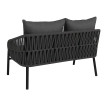 Banc de jardin en aluminium HWC-P90, canapé de jardin, banc d'extérieur, tressage en corde, tissu/te