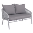 Banc de jardin en aluminium HWC-P90, canapé de jardin, banc d'extérieur, tressage en corde, tissu/te