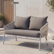 Banc de jardin en aluminium HWC-P90, canapé de jardin, banc d'extérieur, tressage en corde, tissu/te