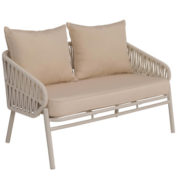 Banc de jardin en aluminium HWC-P90, canapé de jardin Banc d'extérieur, tressage en corde Tissu/text