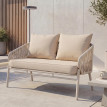 Banc de jardin en aluminium HWC-P90, canapé de jardin Banc d'extérieur, tressage en corde Tissu/text