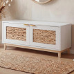 Banc HWC-P54, banc de vestiaire, étagére à chaussures, rangement à chaussures, MDF mélaminé, faéade