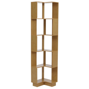 Bibliothéque d'angle HWC-P53, étagére d'angle, étagére de salon, 5 niveaux, MDF mélaminé, 175 x 40 x