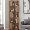 Bibliothéque d'angle HWC-P53, étagére d'angle, étagére de salon, 5 niveaux, MDF mélaminé, 175 x 40 x