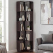 Bibliothéque d'angle HWC-P53, étagére d'angle, étagére murale, 5 niveaux, MDF mélaminé, 175 x 40 x 4