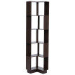 Bibliothéque d'angle HWC-P53, étagére d'angle, étagére murale, 5 niveaux, MDF mélaminé, 175 x 40 x 4
