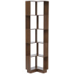 Bibliothéque d'angle HWC-P53, étagére d'angle, étagére sur pied, étagére de salon, 5 niveaux, MDF mé