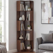 Bibliothéque d'angle HWC-P53, étagére d'angle, étagére sur pied, étagére de salon, 5 niveaux, MDF mé