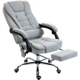 Fauteuil Yoland Bureau Massant Chauffant Ergonomique Tissu Gris Clair