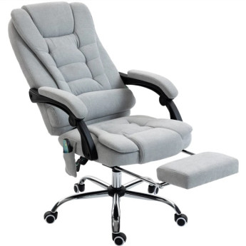 Fauteuil Yoland Bureau Massant Chauffant Ergonomique Tissu Gris Clair