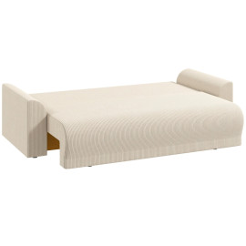 Canapé-lit Aurson 3 places convertible rangement velours côtelé Beige
