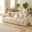 Canapé-lit Aurson 3 places convertible rangement velours côtelé Beige