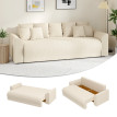 Canapé-lit Aurson 3 places convertible rangement velours côtelé Beige