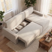 Canapé Erliel d angle convertible réversible avec rangement Beige