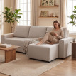 Canapé Erliel d angle convertible réversible avec rangement Beige