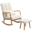 Auras fauteuil à bascule avec repose pieds en polaire blanc