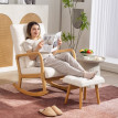 Auras fauteuil à bascule avec repose pieds en polaire blanc