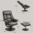 Fauteuil de relaxation Paluis inclinable repose pieds similicuir gris