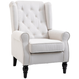 Fauteuil Valroen fauteuil d'appoint capitonné style mi-siècle crème
