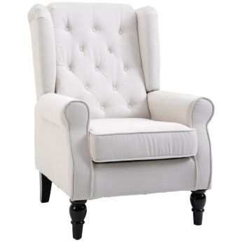 Fauteuil Valroen fauteuil d'appoint capitonné style mi-siècle crème