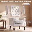 Fauteuil Valroen fauteuil d'appoint capitonné style mi-siècle crème