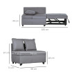 Banquette fauteuil Ralin convertible lit d’appoint inclinable gris foncé