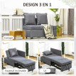Banquette fauteuil Ralin convertible lit d’appoint inclinable gris foncé