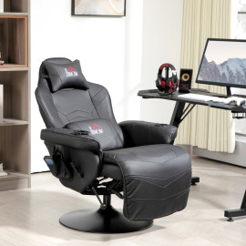 Fauteuil de gaming Riviara massage inclinable repose-pieds noir