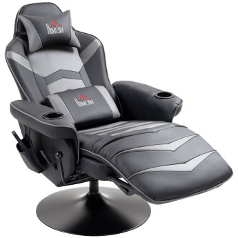 Fauteuil Gaming Kalia massage inclinable repose pieds simili cuir Gris