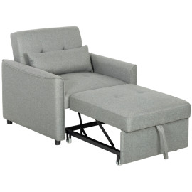 Fauteuil-lit Erline 3 en 1 convertible dossier réglable gris