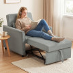 Fauteuil-lit Erline 3 en 1 convertible dossier réglable gris